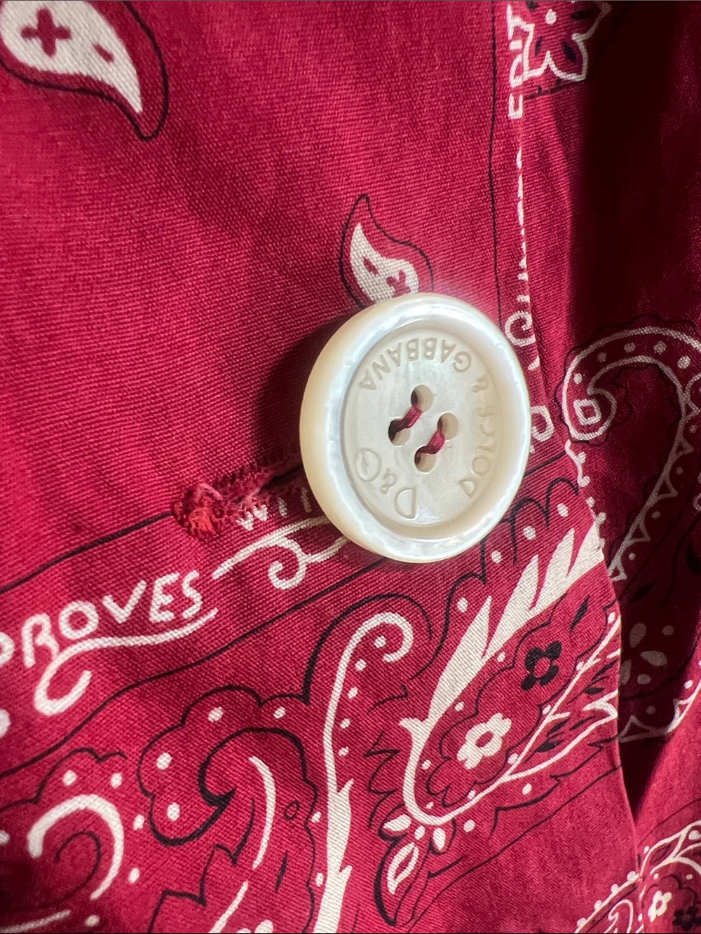 Dolce & Gabbana Vintage 90’s Red Bandana-Print Mini Dress with Button Straps - Picture 3 of 8